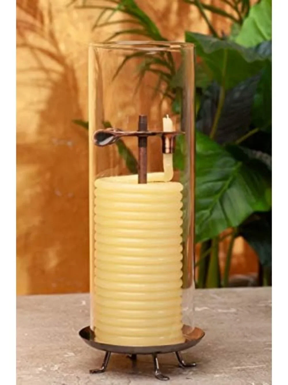 Eco-Friendly 80-Hour Beeswax Candle in Glass Cylinder - Natural Cotton Wick